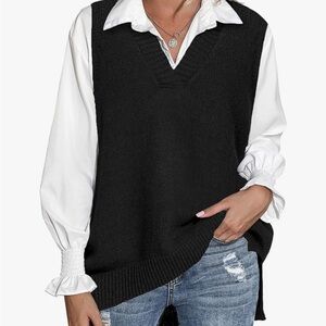 Black Oversized Sweater Vest